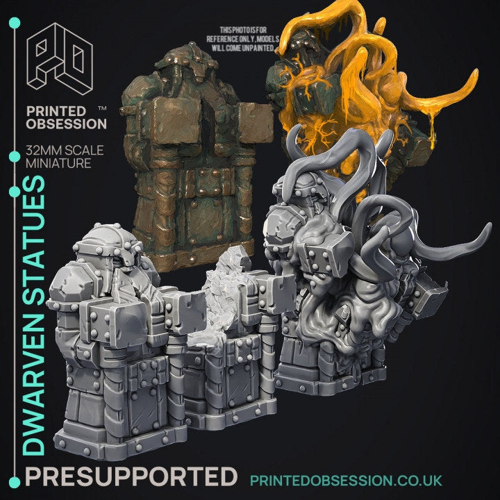 Dwarves Statues-Printed Obsession Games- tabletop wargame miniature