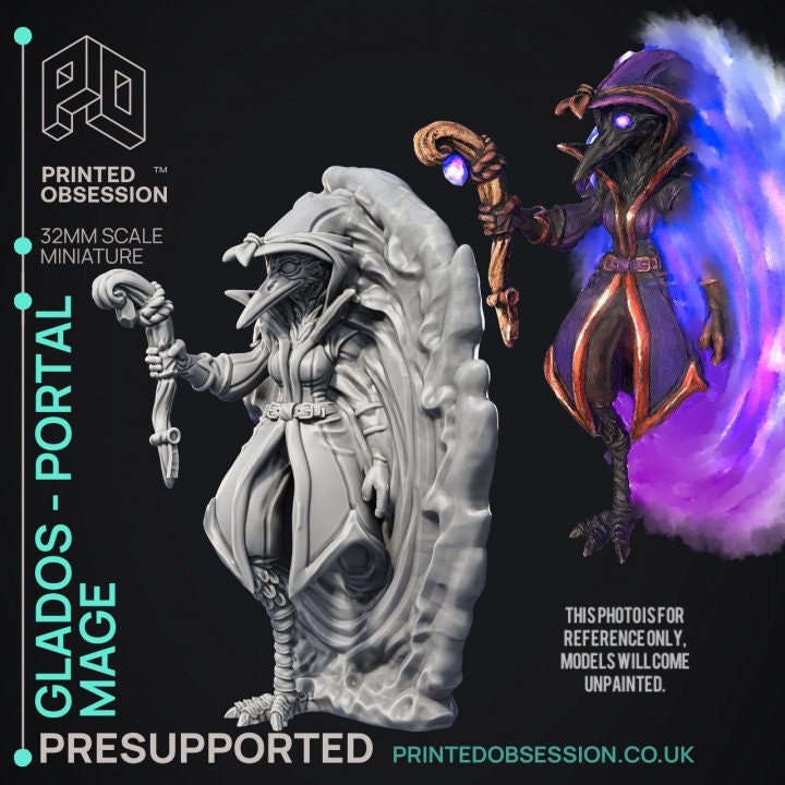 Glados Portal Mage-Printed Obsession Games- tabletop wargame miniature