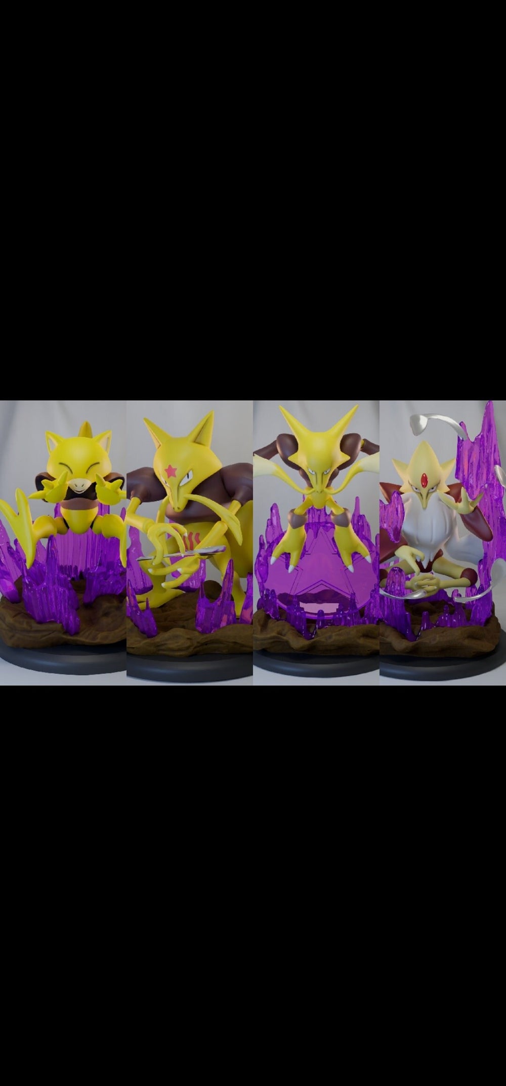 Alakazam line miniatures with character cards